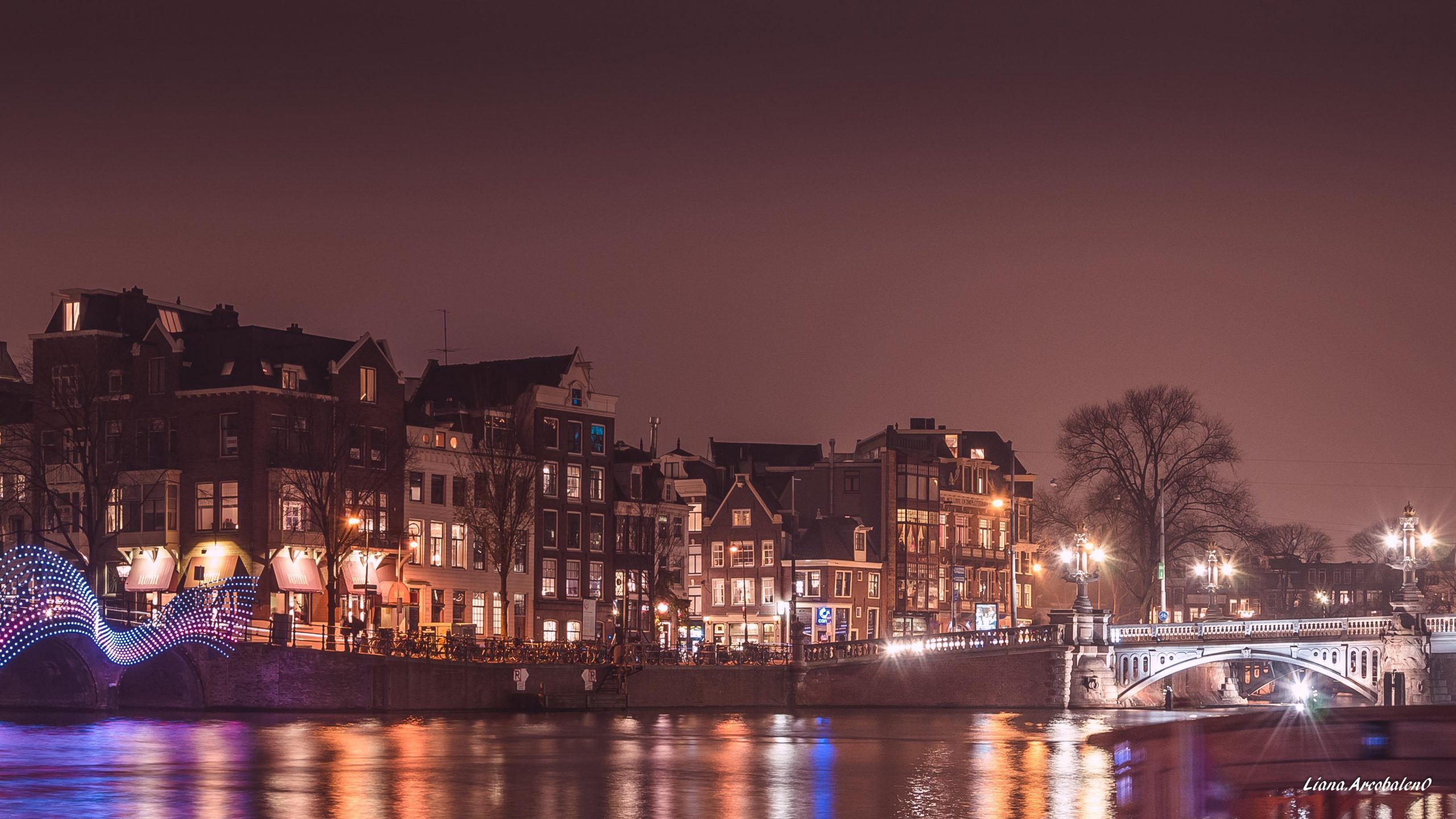 Amsterdam canal at night